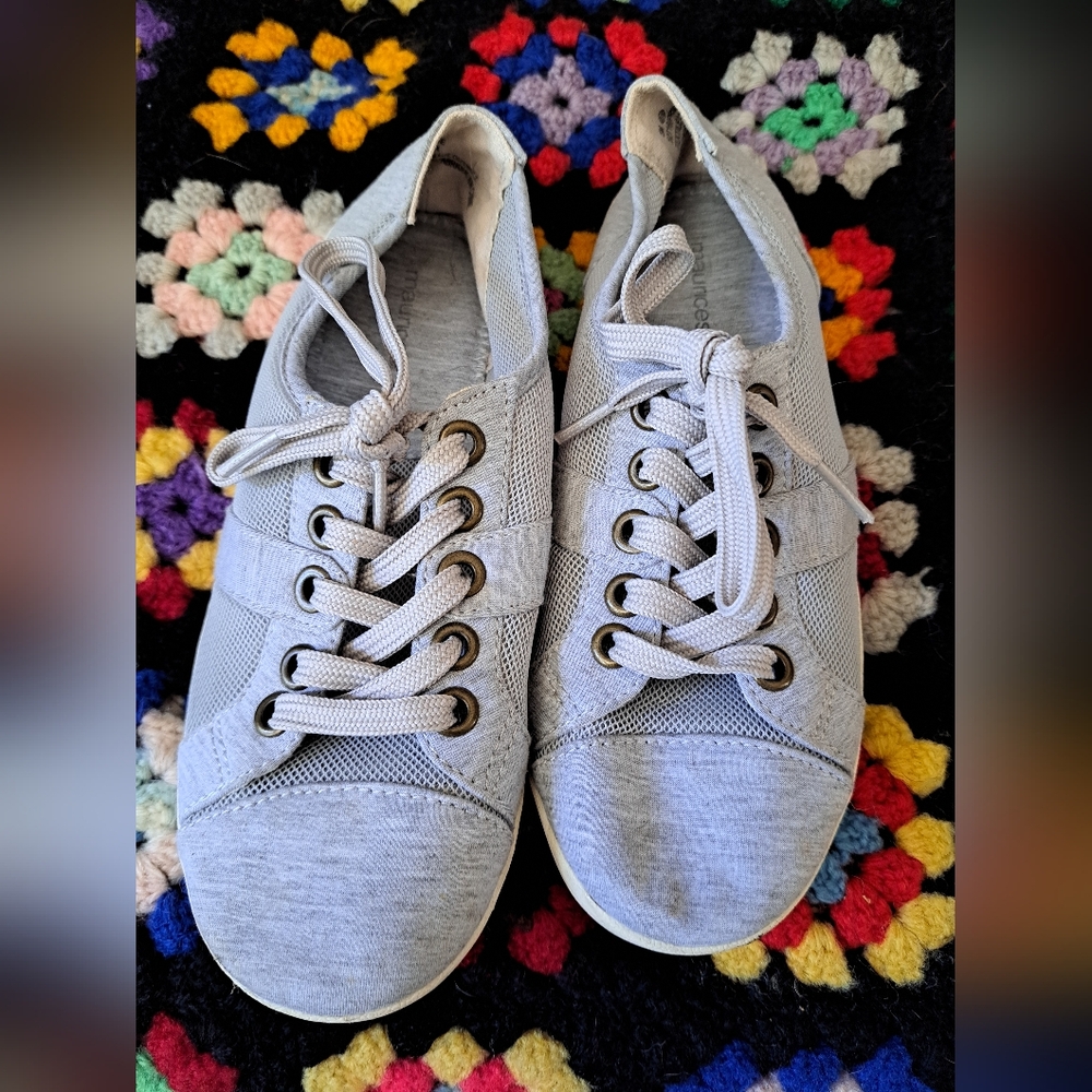 Maurices Gray Mesh Lace-Up Memory Foam Sneakers - Size 8